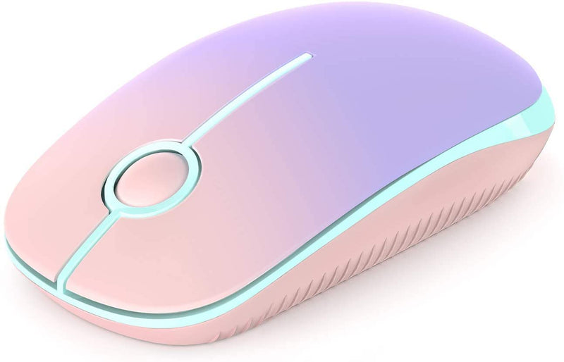 Wireless Mouse, Vssoplor 2.4G Slim Portable Computer Mice with Nano Receiver for Notebook, PC, Laptop, Computer (Pink to Purple) Pink to Purple