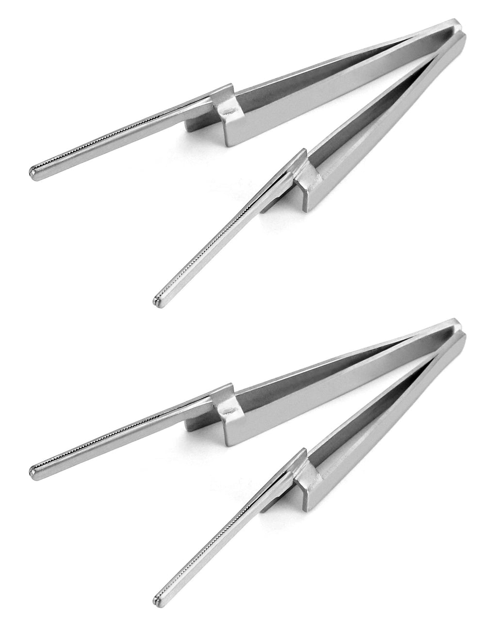 QWORK Dental Tweezers Straight Pliers, 2 Pack Multipurpose Pliers Straight Grip Stainless Steel Tweezers for Firmly Holding Joint Paper, Suitable for Home, Dentist, Student