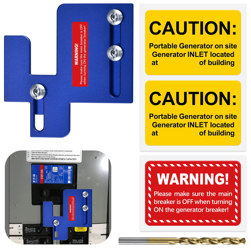 LATING Generator Interlock Kit for Eaton Cutler Hammer BR Series with Plug-in Neutral 150 and 200 Amp Main Panels - Anodized, Blue