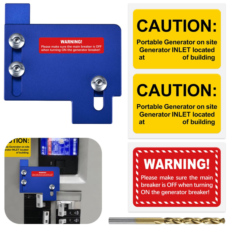 LATING Generator Interlock Kit for Horizontal Only Main Cutler Hammer CH-Series 150 and 200 Amp Panels with 1 1/2 Inches Spacing - Anodized, Blue