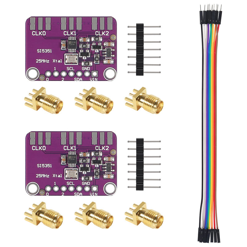 AITIAO 2Pcs Si5351 I2C IIC High Frequency Signal Generator DC 3V-5V CJMCU-5351 Si5351A Clock Generator Breakout Board 8KHz to 160MHz Square Wave Frequency Generator with Dupont Cables for Arduino