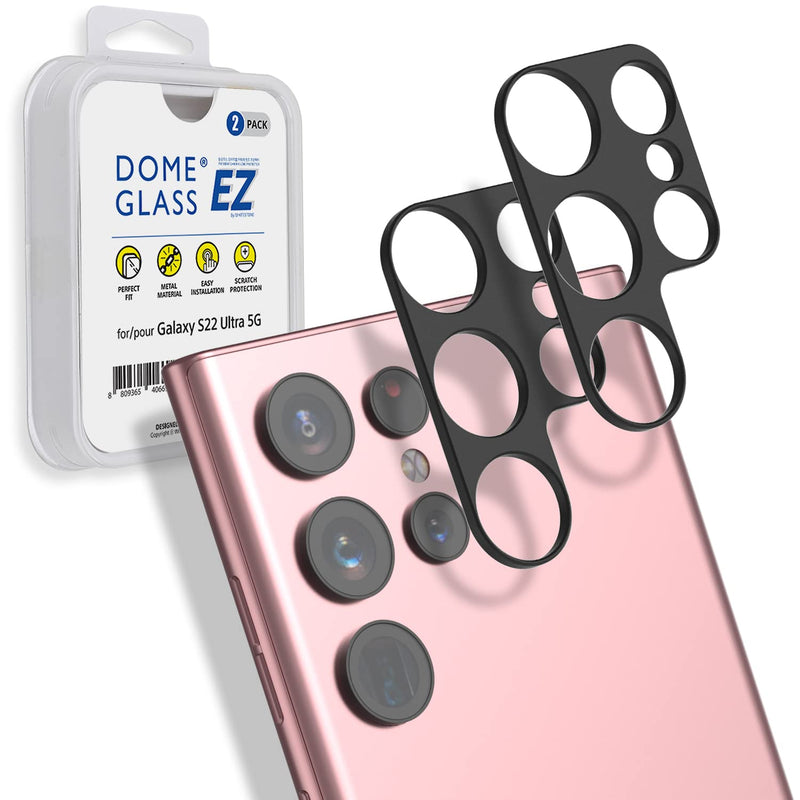 [Dome Camera EZ] Galaxy S22 Ultra Camera Protector by Whitestone [One Touch EZ Installation] - Two Pack
