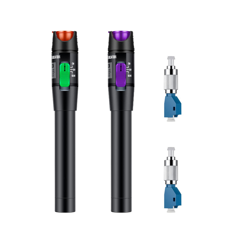 Moocci 2 Pcs Visual Fault Locator Kit Laser Fault Locator 30 MW 30KM with 2 Pcs 2.5mm Universal Connector FC Male to LC Female Adapter, Fiber Optic Source Tester for FC,SC,ST,LC