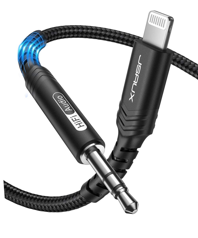 Lightning to 3.5mm Audio Cable 3.3FT, JSAUX [Apple MFi Certified] iPhone Headphones Jack Lightning Aux Cord Compatible with iPhone 13/13 Pro/13 Pro Max/12/12Pro/12 Pro Max/11/11 Pro Max/X/XS/XR-Black Black