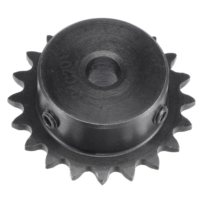 uxcell 20 Tooth Roller Sprocket B Type, 25 Chain, Single Strand 1/4" Pitch, 8mm Bore Black Oxide C45 Carbon Steel with Set Screws for ISO 04C