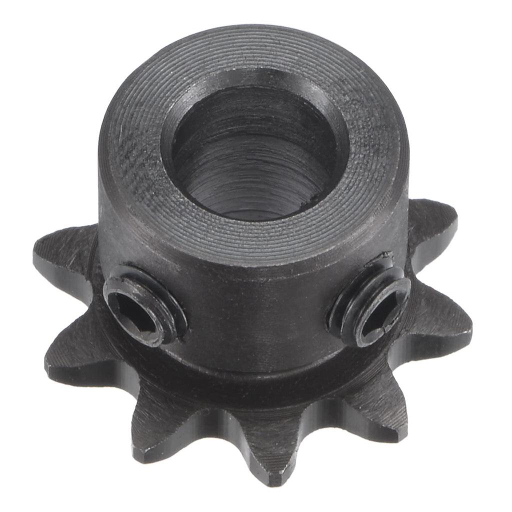 uxcell 10 Tooth Roller Sprocket B Type, 25 Chain, Single Strand 1/4" Pitch, 8mm Bore Black Oxide C45 Carbon Steel with Set Screws for ISO 04C