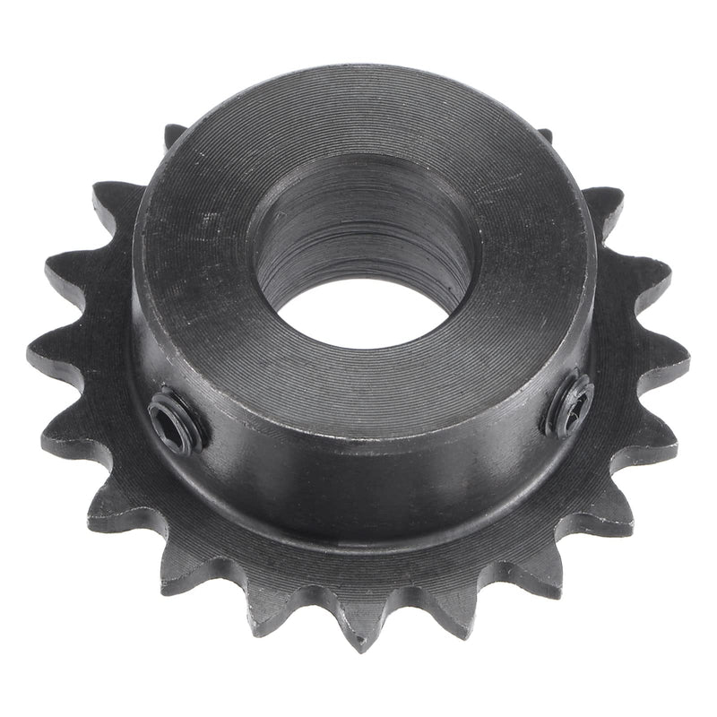 uxcell 20 Tooth Roller Sprocket B Type, 25 Chain, Single Strand 1/4" Pitch, 14mm Bore Black Oxide C45 Carbon Steel with Set Screws for ISO 04C