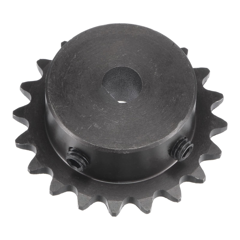 uxcell 20 Tooth Roller Sprocket B Type, 25 Chain Single Strand 1/4" Pitch, 8 x 7mm Bore Black Oxide C45 Carbon Steel with Set Screws for ISO 04C Chain