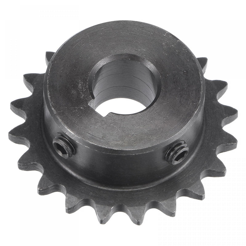 uxcell 20 Tooth Roller Sprocket, 25 Chain Single Strand 1/4" Pitch, 12mm Bore Black Oxide C45 Carbon Steel, 4x1.8mm Keyway with Set Screws for ISO 04C