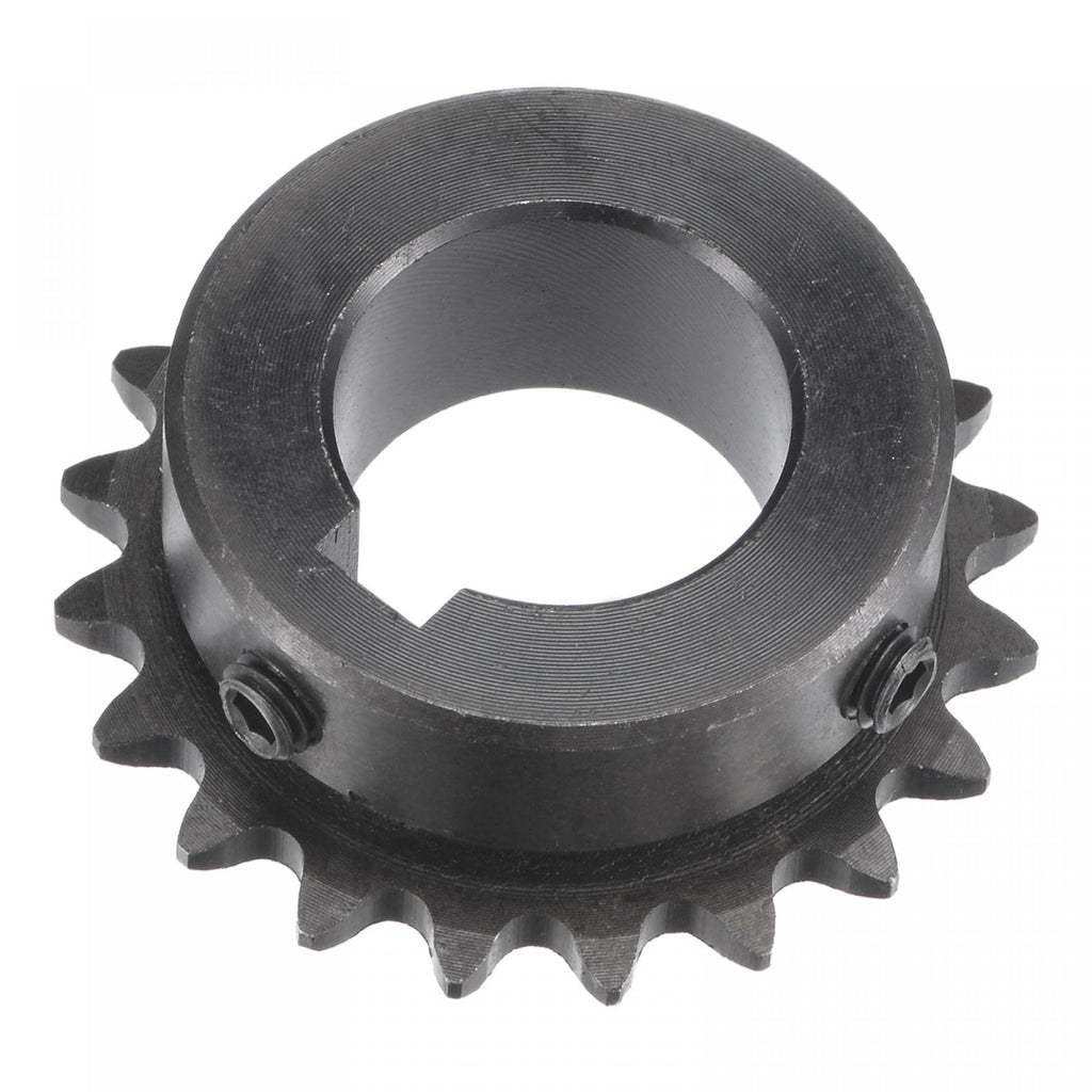 uxcell 20 Tooth Roller Sprocket B Type, 25 Chain, Single Strand 1/4" Pitch, 20mm Bore Black Oxide C45 Carbon Steel, Keyway with Set Screws for ISO 04C