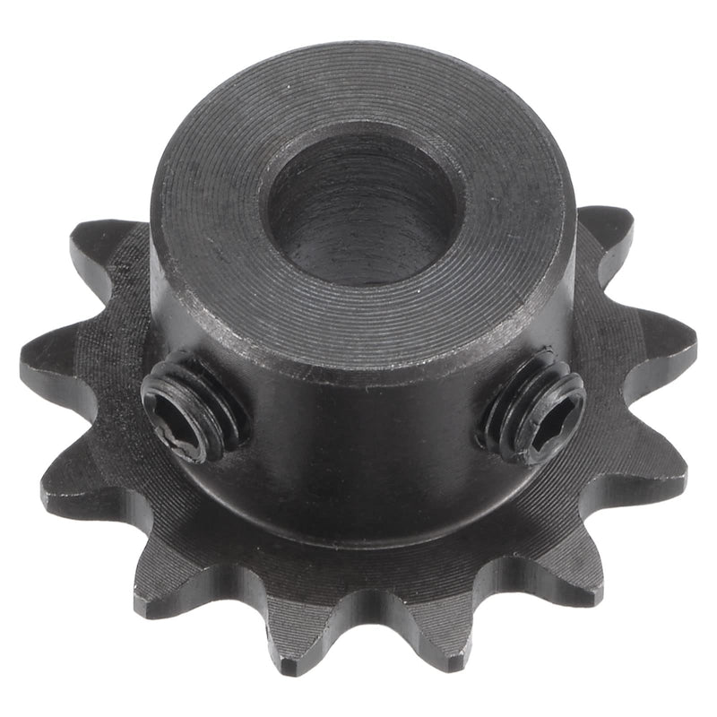 uxcell 13 Tooth Roller Sprocket B Type, 25 Chain, Single Strand 1/4" Pitch, 8mm Bore Black Oxide C45 Carbon Steel with Set Screws for ISO 04C