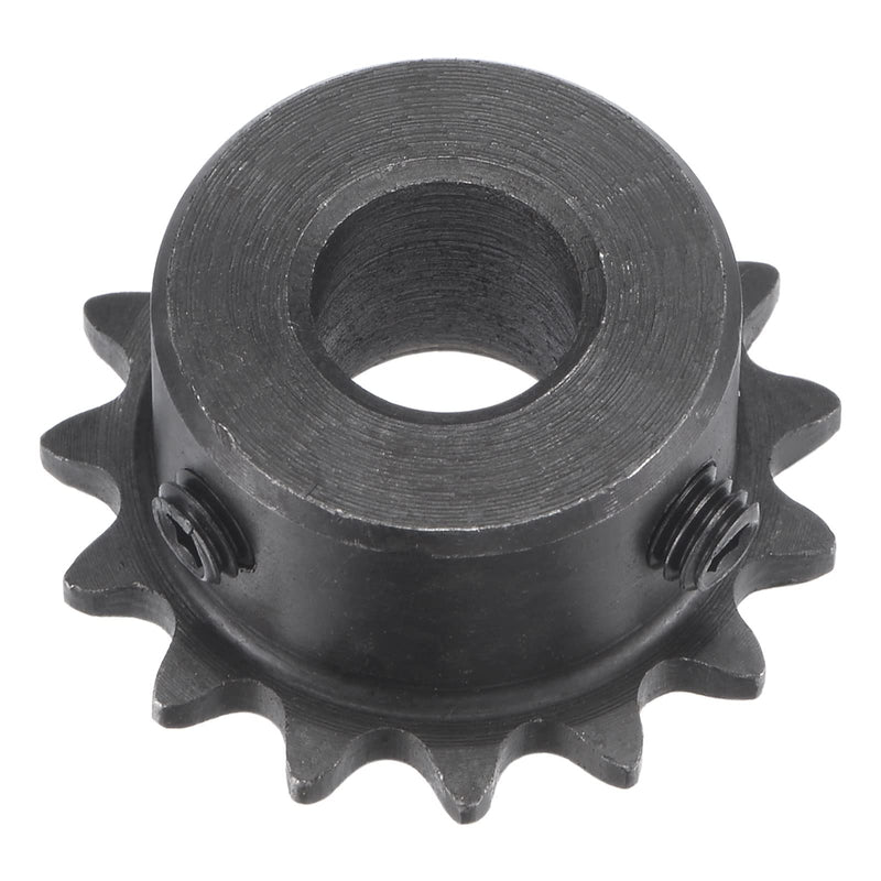 uxcell 15 Tooth Roller Sprocket B Type, 25 Chain, Single Strand 1/4" Pitch, 10mm Bore Black Oxide C45 Carbon Steel with Set Screws for ISO 04C