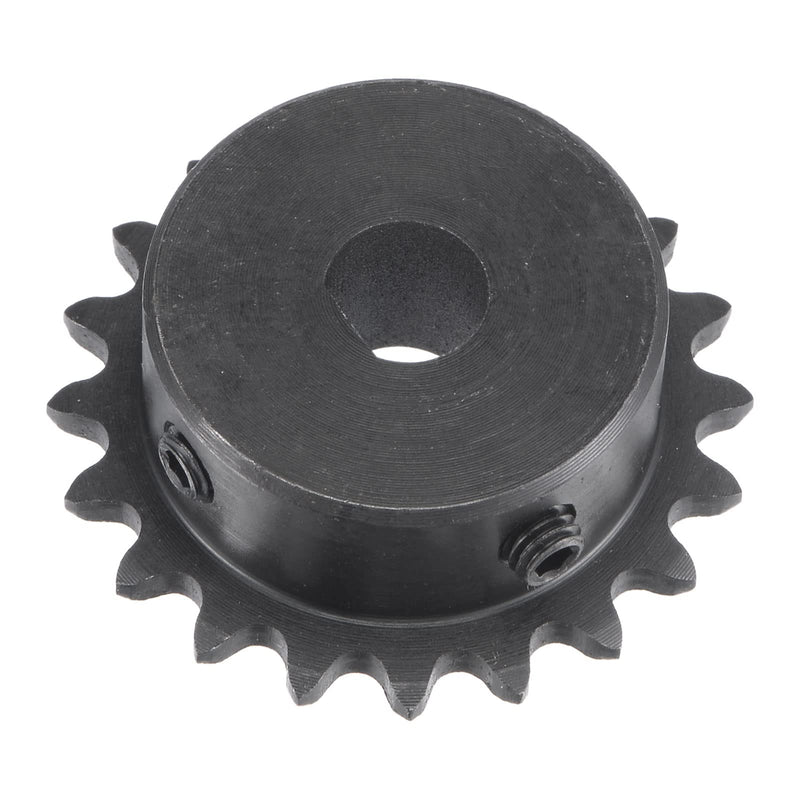 uxcell 20 Tooth Roller Sprocket B Type, 25 Chain Single Strand 1/4" Pitch, 10 x 9mm Bore Black Oxide C45 Carbon Steel with Set Screws for ISO 04C Chain