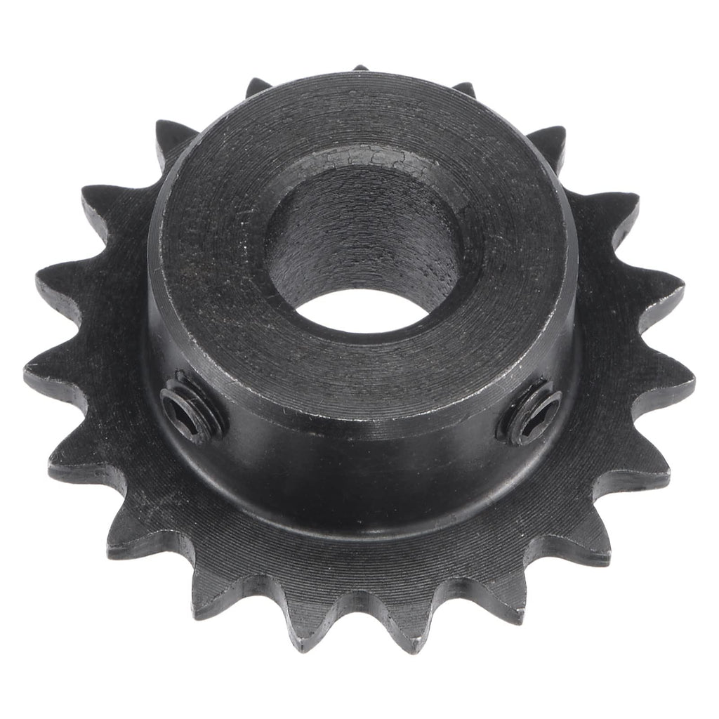 uxcell 19 Tooth Roller Sprocket B Type, 25 Chain, Single Strand 1/4" Pitch, 12mm Bore Black Oxide C45 Carbon Steel with Set Screws for ISO 04C