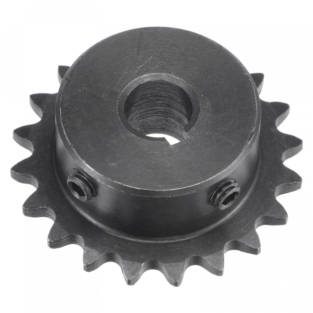 uxcell 20 Tooth Roller Sprocket, 25 Chain Single Strand 1/4" Pitch, 10mm Bore Black Oxide C45 Carbon Steel, 3x1.4mm Keyway with Set Screws for ISO 04C