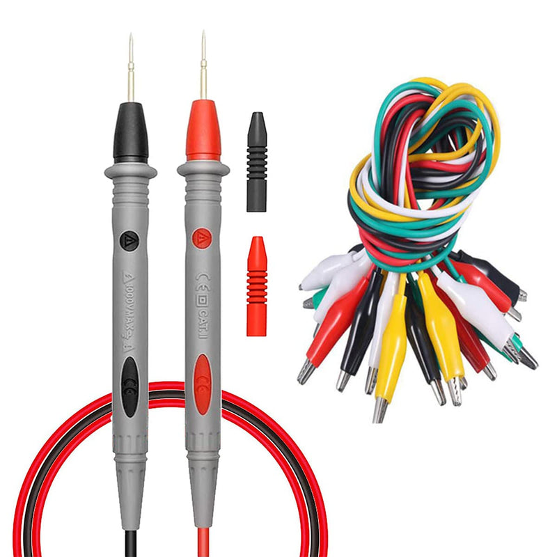 Multimeter Test Leads Banana Plug,1000V 20A Digital Multi Multimeter Test Leads with Premium Alligator Electrical Clips Lead, Electronic Test Leads Multimeter Accessories 2+10 PCS