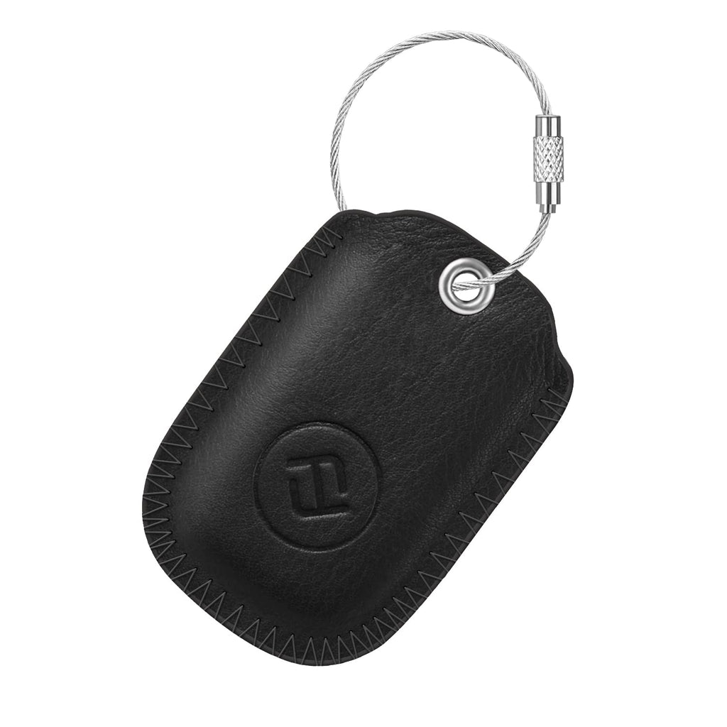 Fintie Genuine Leather Case for Tile Pro 2022 Key Finder Phone Finder, Anti-Scratch Skin Cover with Keychain - Black