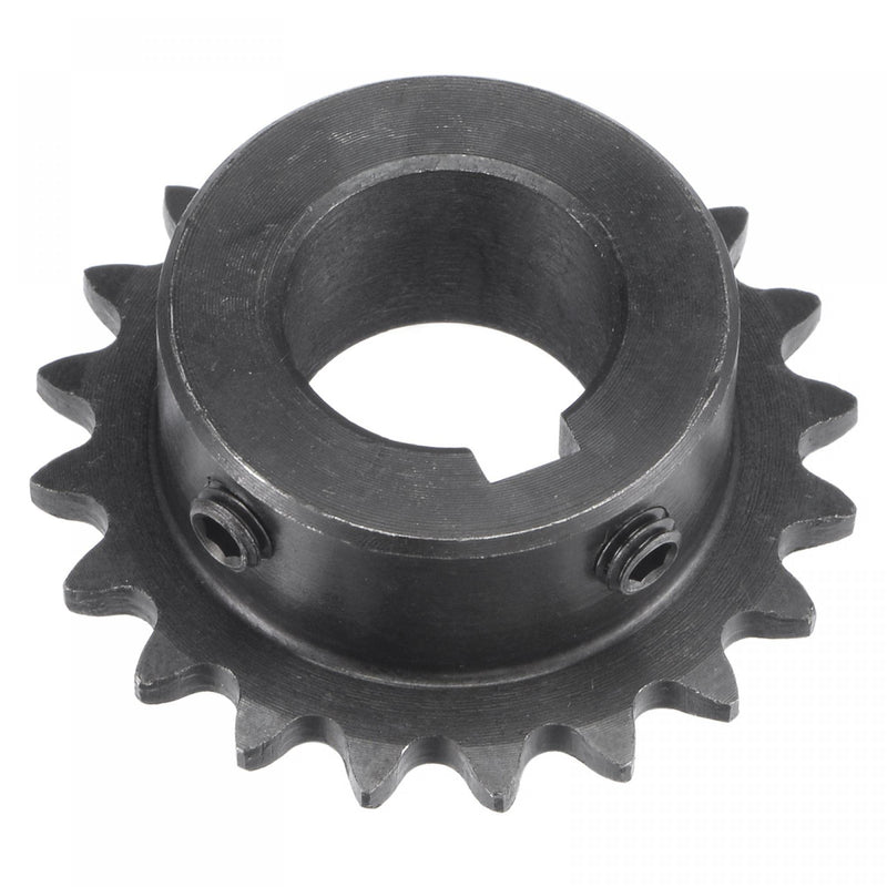 uxcell 20 Tooth Roller Sprocket B Type, 25 Chain, Single Strand 1/4" Pitch, 17mm Bore Black Oxide C45 Carbon Steel, Keyway with Set Screws for ISO 04C