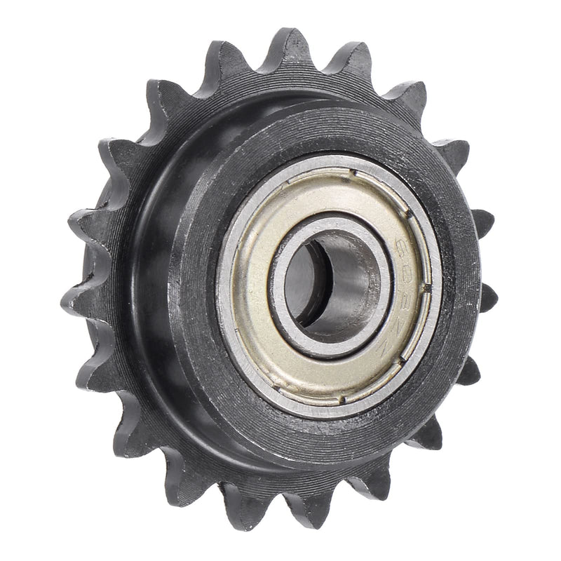 uxcell #25 Chain Idler Sprocket, 8mm Bore 1/4" Pitch 19 Tooth Tensioner, Black Oxide Finish C45 Carbon Steel with Insert Double Bearing for ISO 04C Chains
