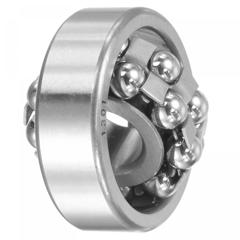 uxcell 1301 Self-Aligning Ball Bearings 12mm Bore 37mm OD 12mm Thickness Double Row Open Type Chrome Steel 12x37x12mm