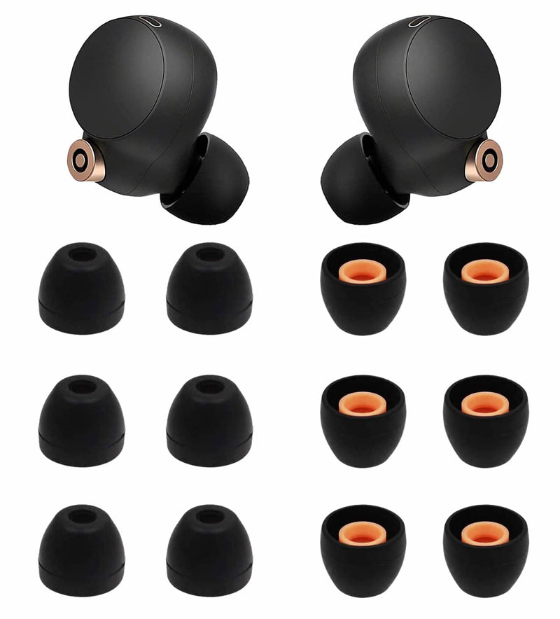 6 Pairs WF-1000XM4 Ear Tips Buds, Small Size Replacement Silicone Rubber Fit in Case Eartips Earbuds Wing Gel Cover Accessories Compatible with Sony WF-1000XM4 WF-1000XM3 WF-C500 - S Black