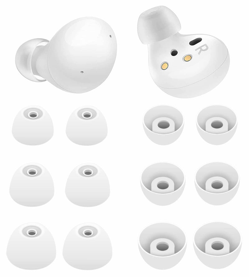 6 Pairs Galaxy Buds 2 / Plus Ear Tips Earbuds, S/M/L Mixed Size Silicone Rubber Eartips Wing Gel Fit in Case Skin Accessories with Storage Box Compatible with Samsung Galaxy Buds 2 / Plus - White