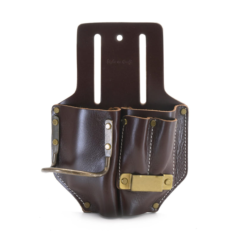 Style N Craft 98017 - 4 Pocket Pliers, Hammer & Tape Holder in Dark Tan Top Grain Leather