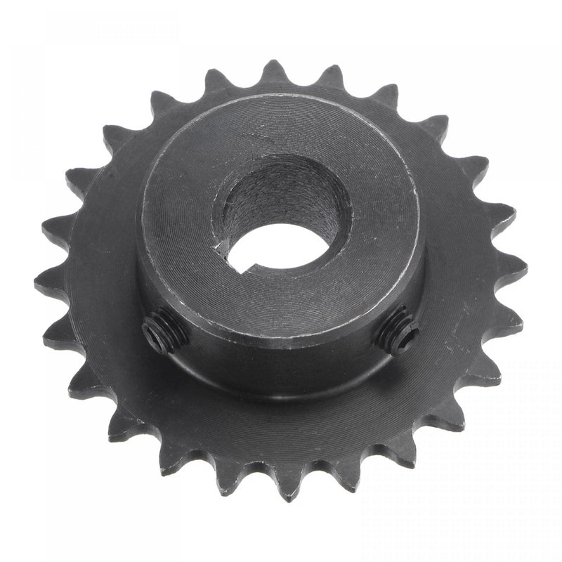 uxcell 24 Tooth Roller Sprocket, 25 Chain Single Strand 1/4" Pitch, 12mm Bore Black Oxide C45 Carbon Steel, 4x1.8mm Keyway with Set Screws for ISO 04C