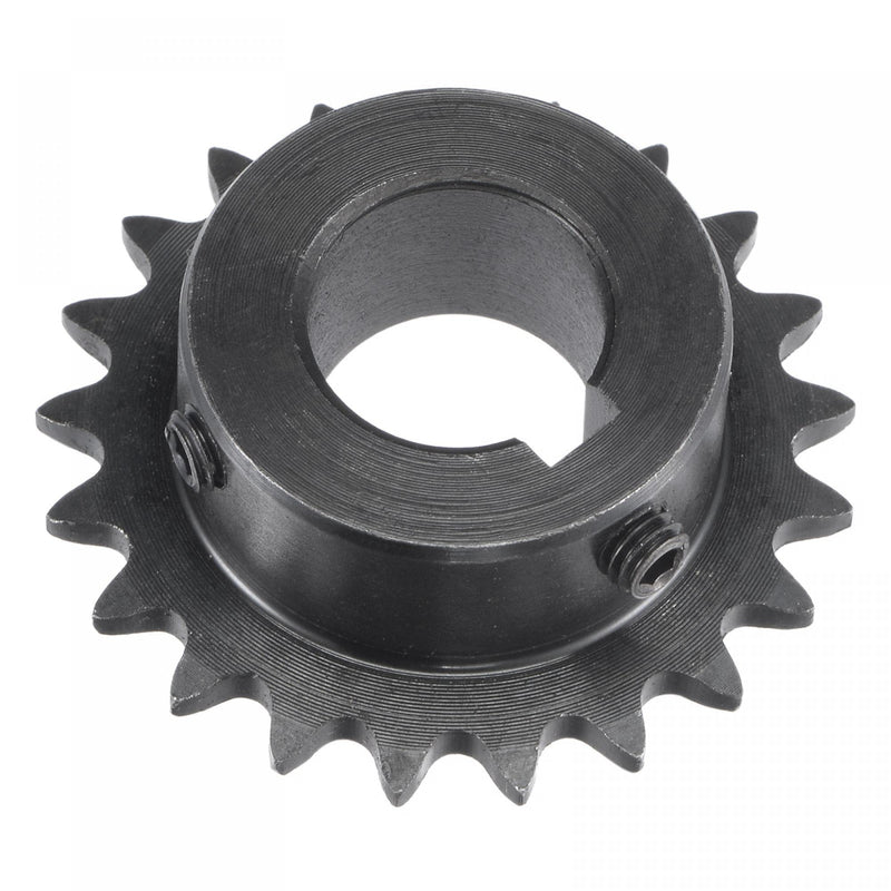 uxcell 21 Tooth Roller Sprocket B Type, 25 Chain, Single Strand 1/4" Pitch, 16mm Bore Black Oxide C45 Carbon Steel, Keyway with Set Screws for ISO 04C