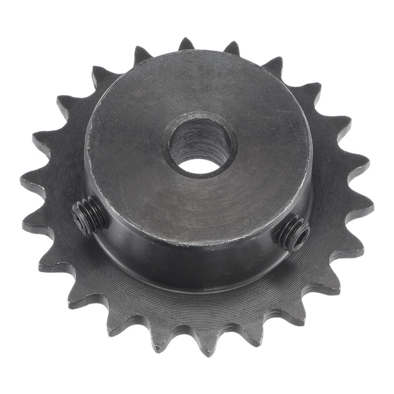 uxcell 22 Tooth Roller Sprocket B Type, 25 Chain, Single Strand 1/4" Pitch, 8mm Bore Black Oxide C45 Carbon Steel with Set Screws for ISO 04C