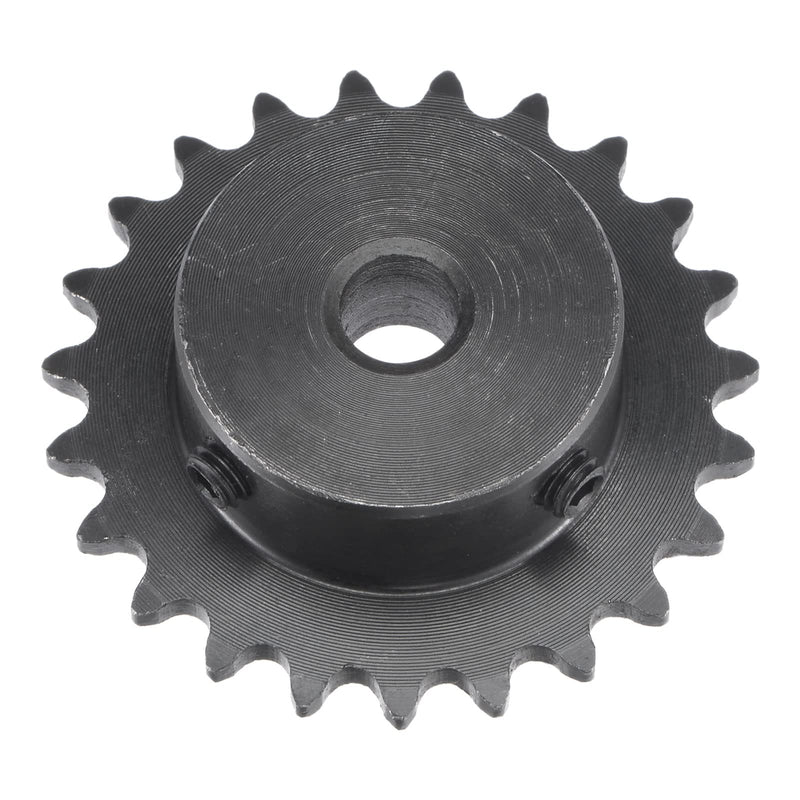 uxcell 23 Tooth Roller Sprocket B Type, 25 Chain, Single Strand 1/4" Pitch, 8mm Bore Black Oxide C45 Carbon Steel with Set Screws for ISO 04C