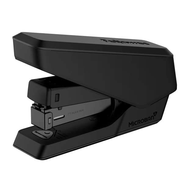 Fellowes® LX840™ Half Strip EasyPress™ Desktop Stapler with Anti-Microbial Technology, 25-Sheet Capacity, Black