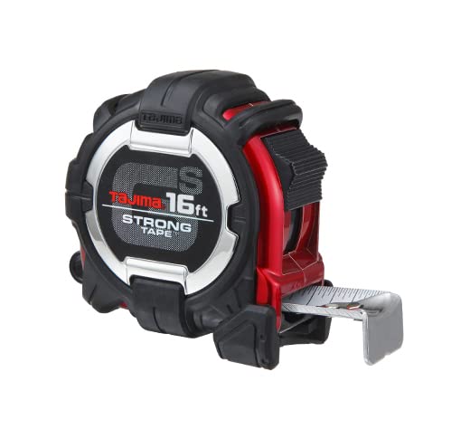 TAJIMA GS-Lock Tape Measure - 16ft x 1in Tape Measure with Compatible Clip & Hook - GS-C16BW