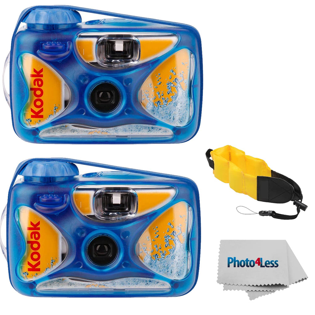 Kodak Sport Waterproof Single Use Camera 2 Pack - Floating Strap and Cloth