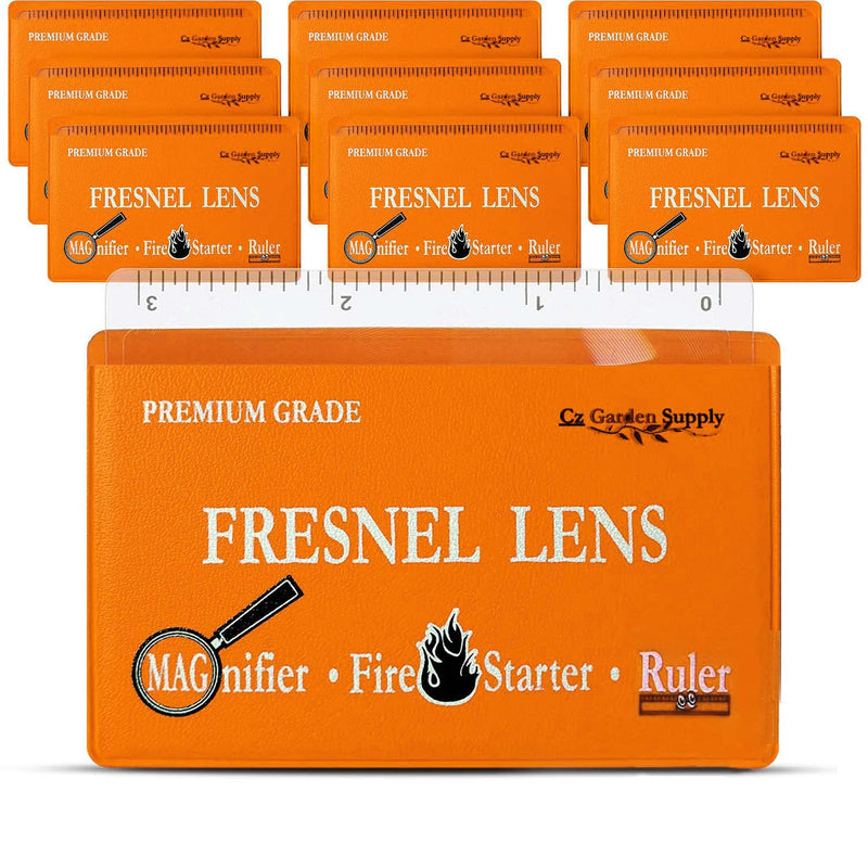 Fresnel Lens 4X Magnifier Pocket Wallet Credit Card Size • Ruler - Unbreakable Plastic (10 Pack Ruler/Magnifier - Orange) 10 pack Ruler/Magnifier - ORANGE