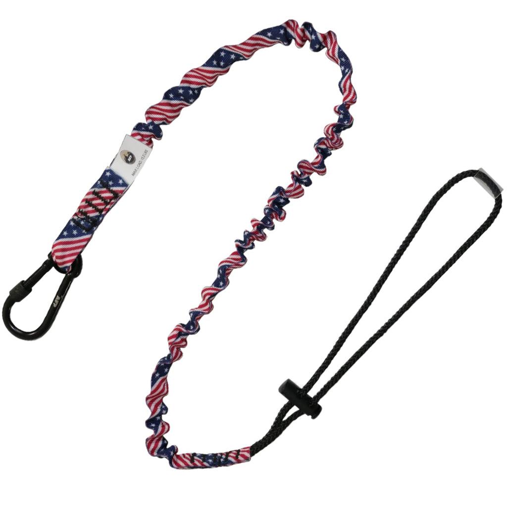 AFP American Flag Tool Lanyard, Shock Absorbing w/ Aluminum Self-Locking Carabiner and Adjustable Loop, 15lb Weight Capacity Pack of 1