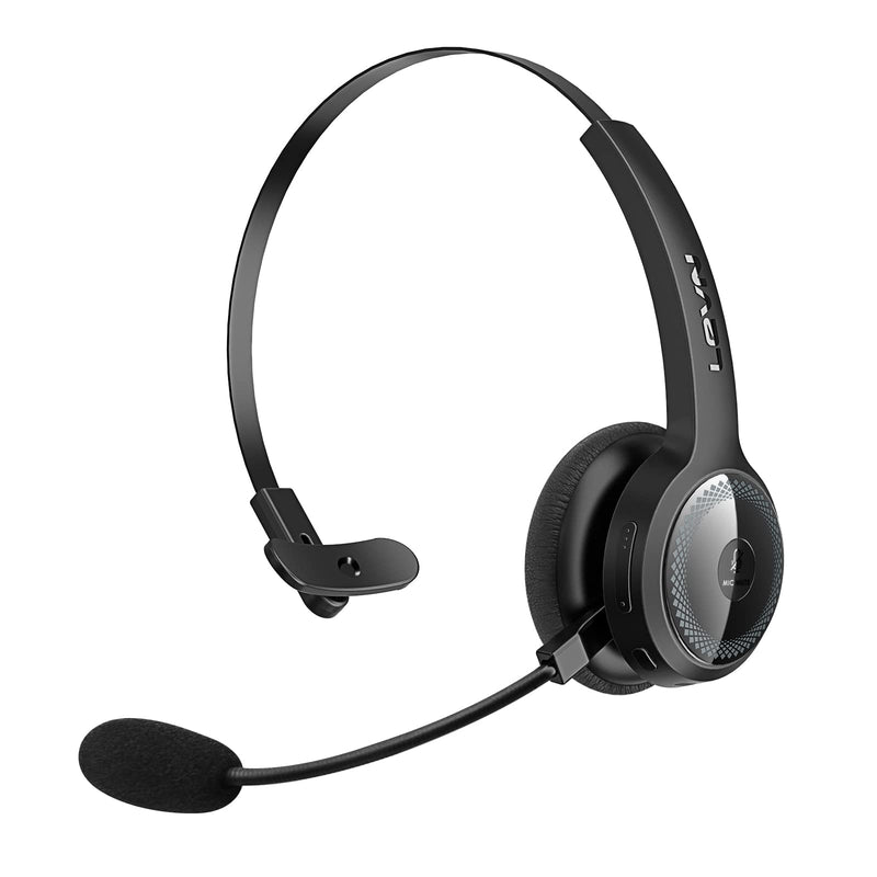 LEVN Trucker Bluetooth Headset, Wireless Headset with Microphone & 60Hrs Talk Time, On-Ear AI Noise Cancelling Headphones with Bluetooth 5.2 Multipoint Connection for Trucker/Remote Work/Online Class