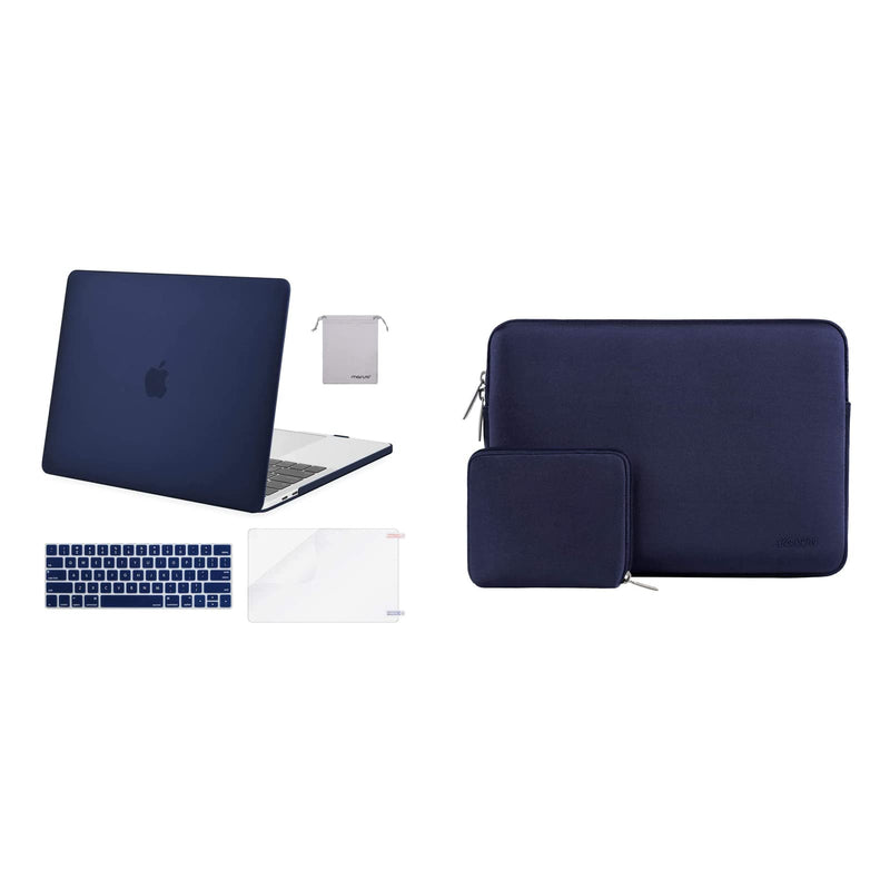 MOSISO Compatible with MacBook Pro 15 inch Case 2019 2018 2017 2016 Release A1990 A1707 with Touch Bar, Neoprene Sleeve Bag&Plastic Hard Shell&Keyboard Cover&Screen Protector&Storage Bag, Navy Blue