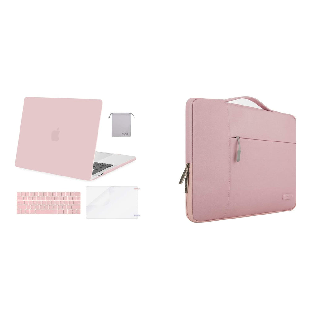 MOSISO Compatible with MacBook Pro 15 inch Case 2019 2018 2017 2016 Release A1990 A1707, Multifunctional Sleeve Bag&Plastic Hard Shell&Keyboard Cover&Screen Protector&Storage Bag, Rose Quartz