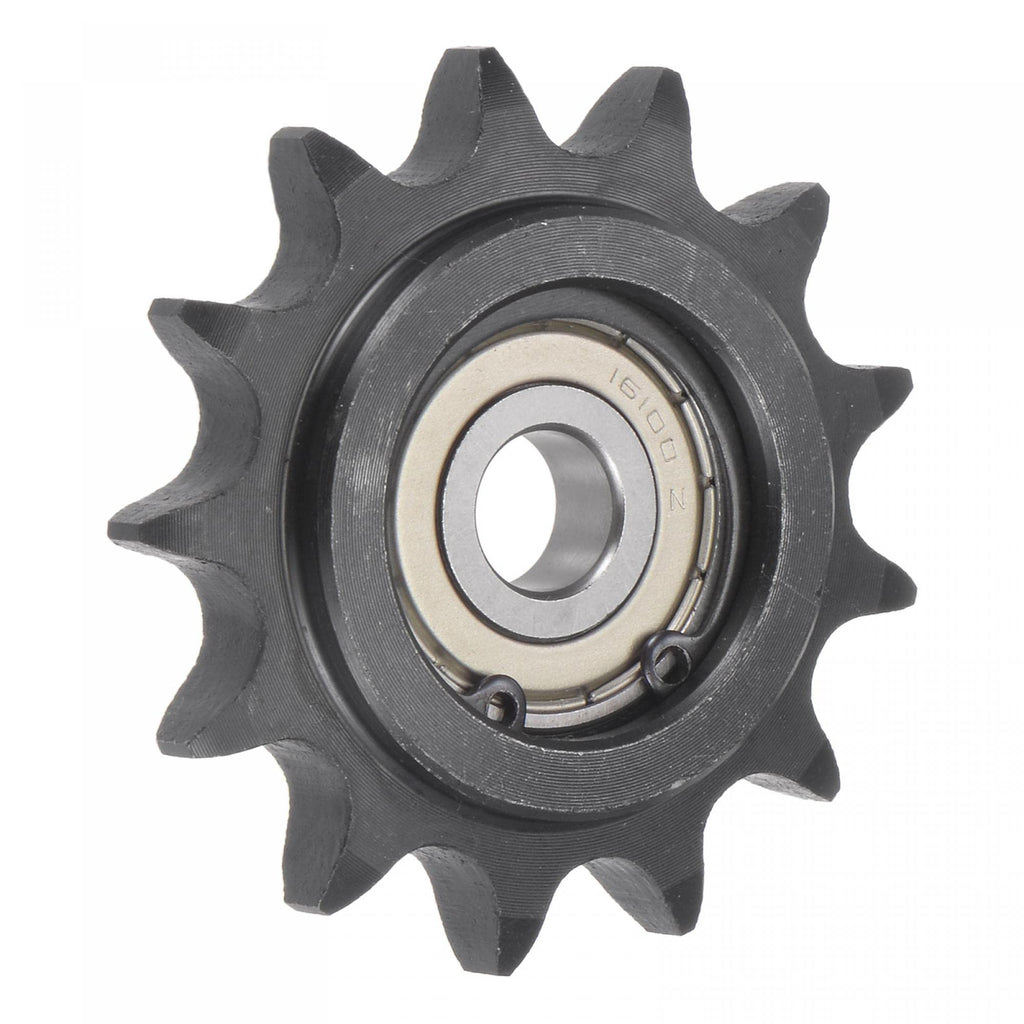 uxcell #40 Chain Idler Sprocket, 10mm Bore 1/2" Pitch 13 Tooth Tensioner, Black Oxide Finish C45 Carbon Steel with Insert Single Bearing for ISO 08B Chains