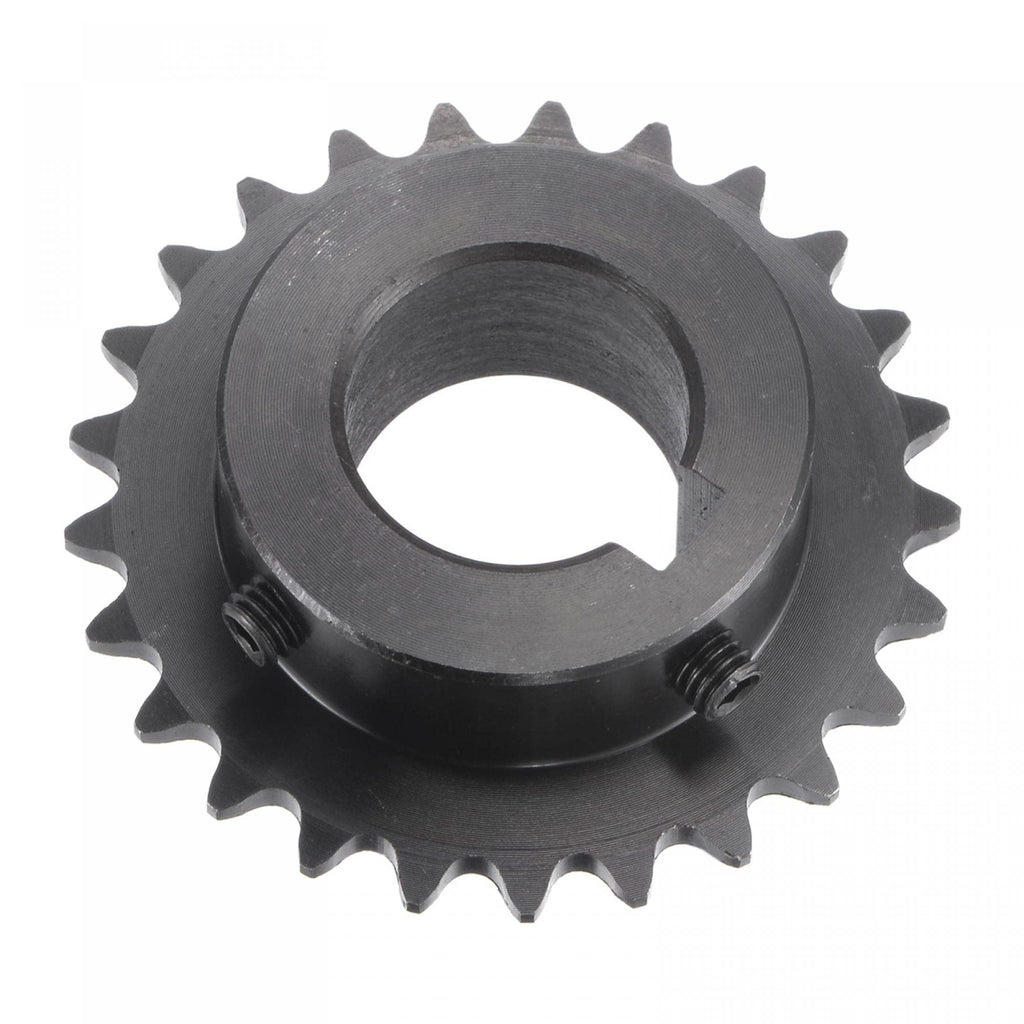 uxcell 25 Tooth Roller Sprocket B Type, 25 Chain, Single Strand 1/4" Pitch, 20mm Bore Black Oxide C45 Carbon Steel, Keyway with Set Screws for ISO 04C