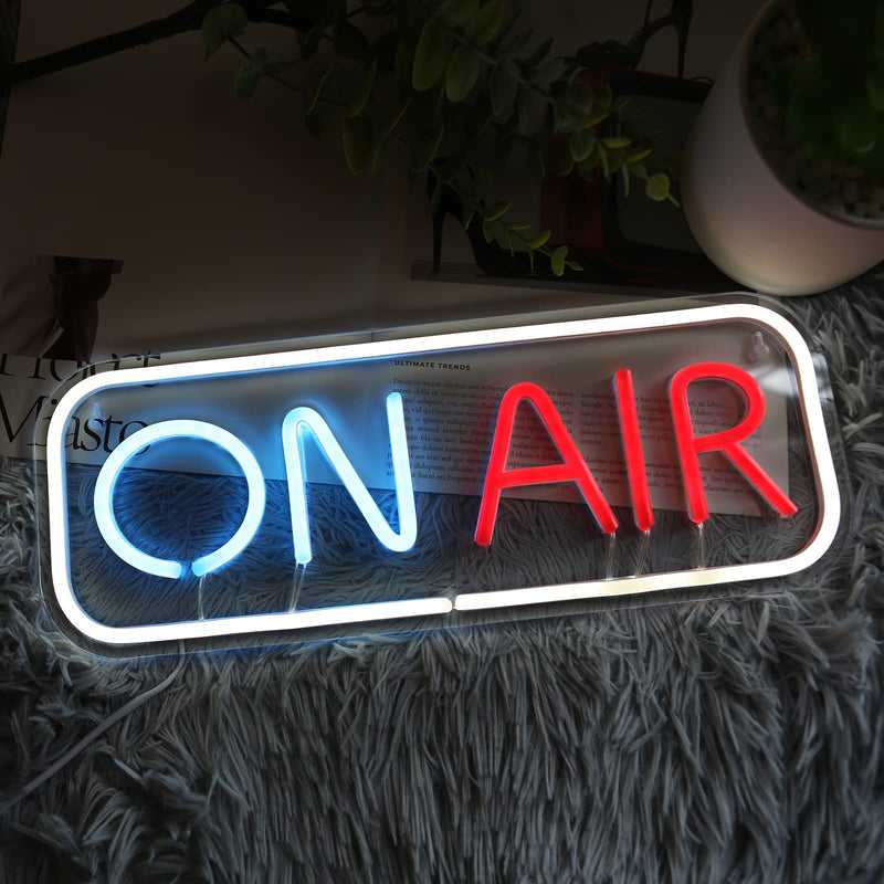 ON AIR Neon Sign LED Lights Signs Decorative Bright Night Light for Radio Television Video Podcast Party Wall Bedroom Club16''*6'' inch with 5V ON/OFF USB 2M Cable (Multi) Multi