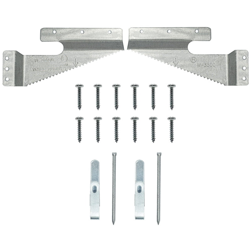 Wall Buddies Large Wall Hanger for Wood Picture Frames - Supports 60 lbs - 5 Pack - Includes Wall Hooks, Nails and Screws