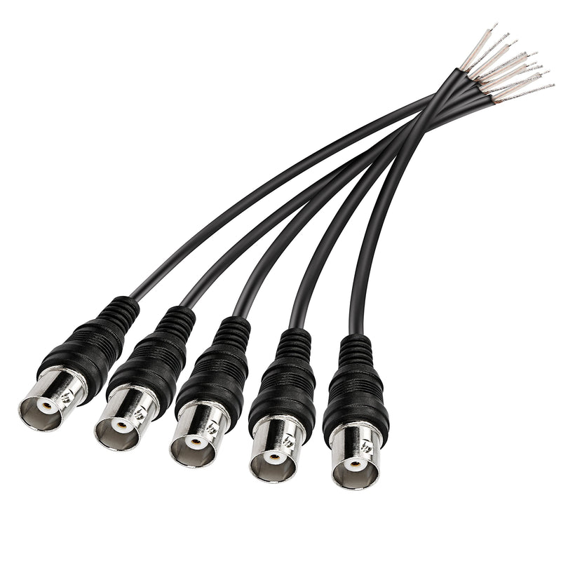 MEIRIYFA BNC Video Cable Female with Tail Wire, BNC Connector Plug Tail Line, Monitor Cable, Quick Connect BNC Connector Camera Terminal Adpater, for Monitor Camera (5pcs BNC Female)