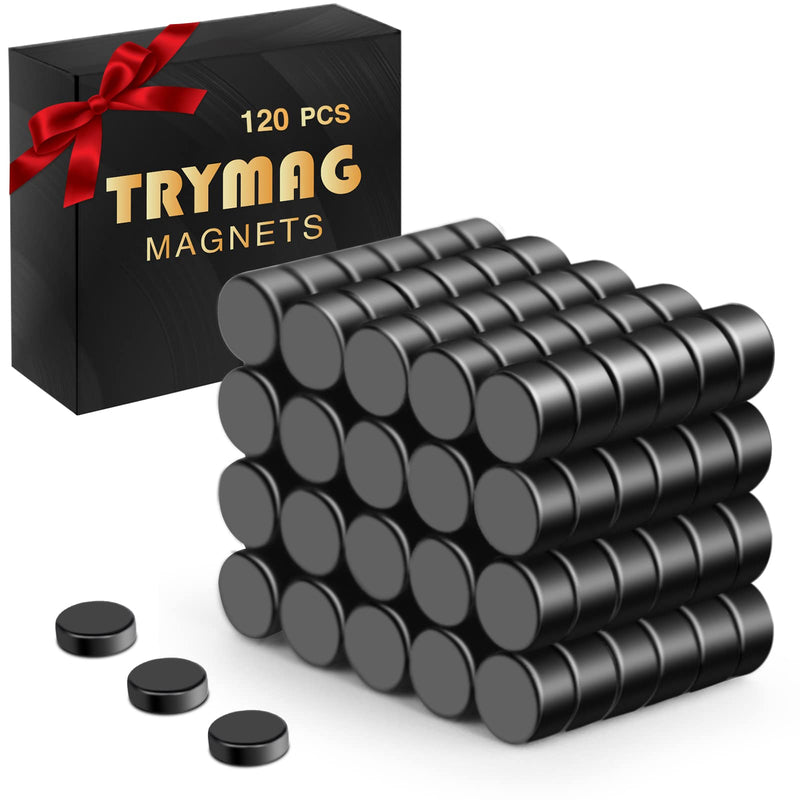 TRYMAG Miniature Magnets 120 Pcs, 3x2mm Tiny Magnets Small Black Round Neodymium Disc Magnets Mini Rare Earth Magnets for Fridge, Crafts, Whiteboard, DIY, Science A6：3x2mm 120Pcs-Black