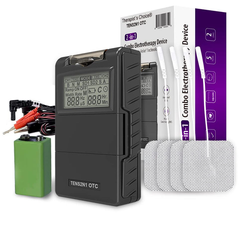 Therapist’s Choice® TENS Unit and EMS Muscle Stimulator Combo- OTC TENS Device with Accessories