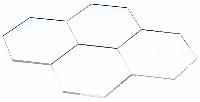 CleverDelights 4" Hexagon Glass Tiles - Clear - 4 Pack