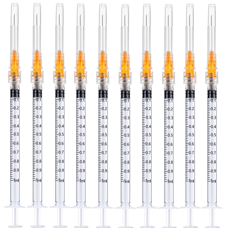 15Pack 1ml/cc Plastic Sterile Syringes with 25Ga and Cap, for Scientific Labs, Industrial Adhesives, Pet and Animal Injector, Individually Package 1ml-25Ga
