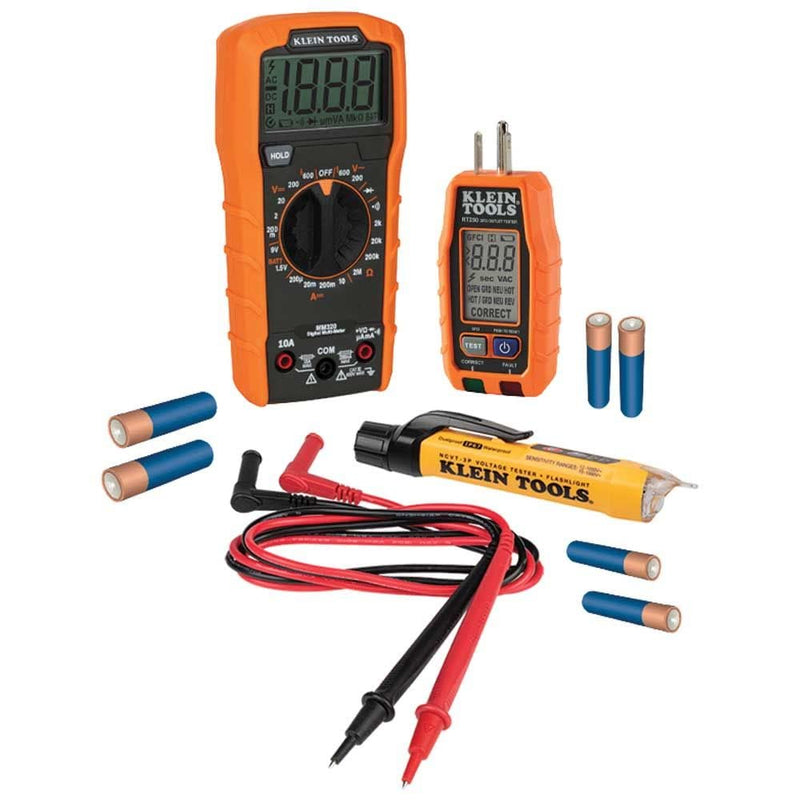 Digital Multimeter Premium Electrical Test Kit with Non-Contact Voltage Tester, Receptacle Tester, Test Leads Klein Tools 69355