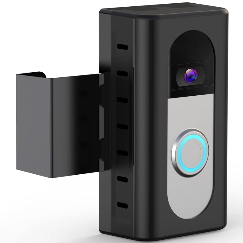 QIBOX Anti-Theft Video Doorbell Mount Compatible with Video Doorbell 4/3/3 Plus/2/1/(2020 Release), Adjustable No-Drill Mounting Bracket Wedge Adapter Holder Accessories for Home Rentals Office Room Black